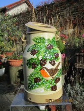 Neu Bodenvase Milchkanne 20L. Handbemalt Winter Rotkehlchen Weihnachten Blumen