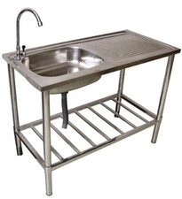 Waschtisch Waschbecken Edelstahl Tisch für Außen- und Gartenbereich