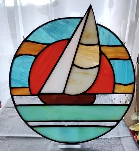 Tiffany fensterbild segelboot - fensterbild,