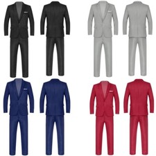 FEESHOW Herren Anzug Slim Fit 2 Teilig Einfarbig Modern Sakko Hosen für Hochzeit