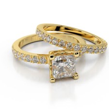 1.25 Karat H/VS2 Atemberaubend Prinzessin Diamantschliff Verlobung Ring Set 14K