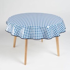 laro Rund 140 cm Wachstuchtischdecke Karo Oktoberfest Blau