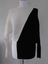 Reiss Pullover Gr. M wollweiß/schwarz U-Boot-Ausschnitt