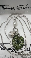 Thomas Sabo Kette & Perlen Träger & großes Seerosenblatt & Frosch Perle Charm