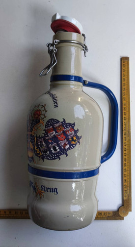 Bierflasche keramik grau - keramik,,