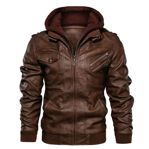 Herren lederjacke mit - pu-lederjacke,