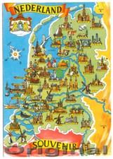 AK Nederland Souvenir Holland, Landkarte / Map, schöne Umgebungskarte / Grafik