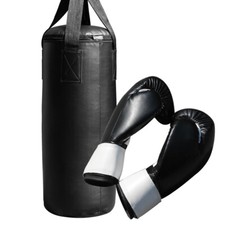 Boxsack 60CM gefüllt 9KG + Handschuhe Sandsack Boxen Rocky Training Punch Jab