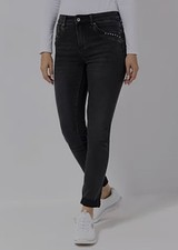 DINE 'N' DANCE Jeanshose Salsa 5-Pocket-Style Ziersteine Jeansschwarz Größe 38