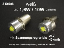 2 LED Birnen P13,5S HS3 (Halogen) mit Spannungsregler für Fahrrad Dynamo