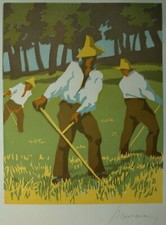 Aemilian BAUDNIK (Prag 1877-c.1930) Schnitter - Linolschnitt 1924