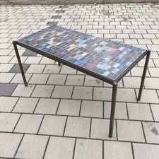 Couchtisch Keramik Mosaiktisch Künstlertisch Metall geschmiedet Midcentury