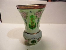 Blumenvase,  Kristallglas. mundgeblasen, handbemalt, Goldrand