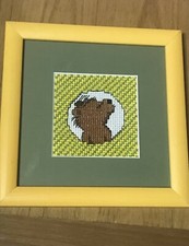 Stickbild 26 "Bär" Holz Rahmen Janosch HANDARBEIT Kinderzimmer Baby