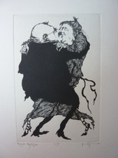 GERTRUDE DEGENHARDT - Original Radierung 1977 "Tänzer & Musikanten" HANDSIGNIERT