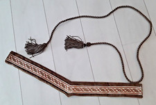 Gardinen Raffhalter in braun mit Puschel Gesamtbreite 73cm + Länge Kordel 177cm