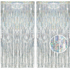 Silber Lametta Vorhang 1x2m