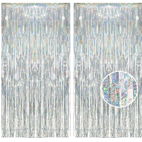 Lametta vorhang silber 1x2m - vorhang,