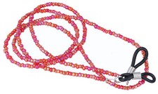 Brillenkette aus Glasperlen Sicherer Halt dank Gummischlaufe und Stopper in Rot