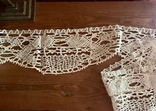 100x16cm ~ Alte Klöppelspitze ~ Spitze~ Borte~Baumwolle ~ Beige~Gardinenspitze