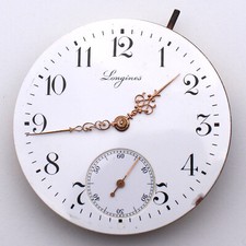 Longines Taschenuhrwerk mit Zifferblatt & Zeigern 44,59 mm