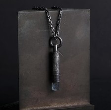 Halskette 61cm Sterling Silber oxidiert Handarbeit mit Aquamarin Anhänger Unikat