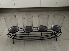 Großer Kerzenständer Adventskranz Metall Glas XXL schwarz Gestell Weihnachten