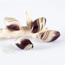 4x Glasperlen Hohlglasperlen Murano 20mm Lampwork Gestreift GlitzerInsel 01040