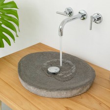 Flussstein Aufsatz-Waschbecken ca. 40 cm Naturstein Waschschale Bad wohnfreuden