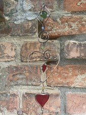 Suncatcher HERZ bunt ca 70 cm Kette Mobile Fensterdeko Esoterik Metall Glas