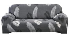 Sofabezug 2 Sitzer Stretch Sofahusse 140 x 180 cm Elastan Graue Federn Lydevo 