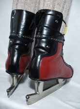 LEDER Vintage Art Deco 50-60-70er Retro Schlittschuhe Eislauf Eis Hockey Schuhe