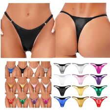 DE Damen Glänzende String Tanga Bikini Slips Glänzend Erotische Unterwäsche Sexy