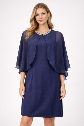 Etuikleid mit chiffon cape - etuikleid,