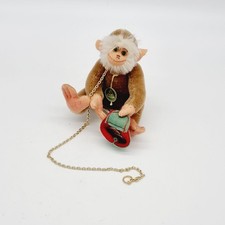 Hermann Coburg Affe mit Filzmütze und Pfennigen 15 cm Mohair