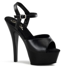 Sale KISS-209 Pleaser Damen High-Heels Plateausandaletten schwarz Echtleder 36