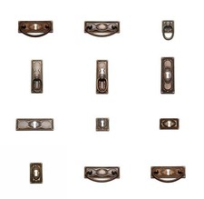 Antik Möbel Beschlag Schlüsselschild Griff Jugendstil Patina Ring Möbelgriff