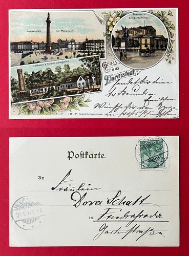 Litho darmstadt hessen - ak, in