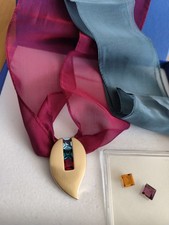 Pierre Lang Set  Halstuch mit Anhänger, Wechselsteine, orig. Schatulle