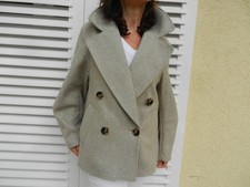 H&M edle Cabanjacke XS 34 Wolljacke Couture Jacke elegant Beige doppelreihig