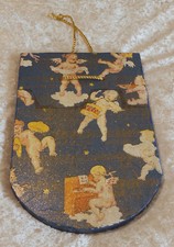 Dekorativer Dachziegel Wandbild "Engelsmusik " Serviettentechnik - UNIKAT