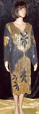 KLEID ABENDKLEID COCKTAILKLEID mit Seidenmix und Pailetten Wadenlang  Größe 40 M