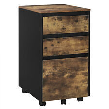 Aktenschrank Büroschrank Rollcontainer mit 3 Schubladen Eiche Schwarz ASK01hov