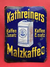 EMAILLE Schild KATHREINERS Malz Kaffee ALT Email REKLAME Werbung 20 30 WK WW 1 2
