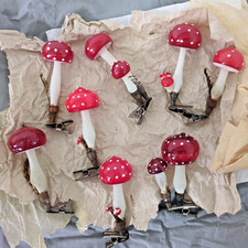 alter Baumschmuck Pilze auf Zwicker Lauscha Fliegenpilz