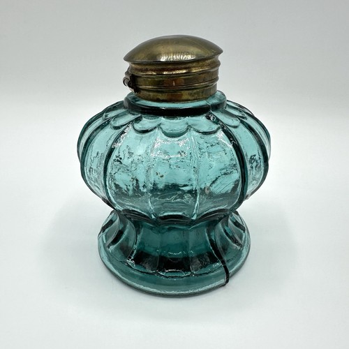 Tintenfass glas mit - tintenfass, messing