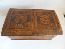Altes  Kästchen Miniaturtruhe Volkskunst Obstholz bemalt süddeutsch 18. Jahrh.