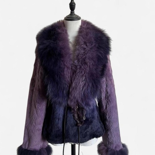 Damen lila kaninchenfellmantel - damen,