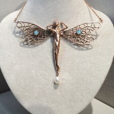 Jugendstil Opalschmuck Collier Opal Elfe Halskette Silber 925/- antik vergoldet