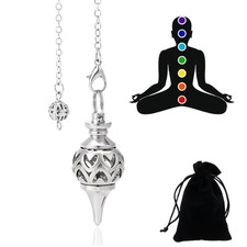 Silber Metallpendel, Pendel Esoterik, Pendulum, Kugelpendel, mit Kette, für 